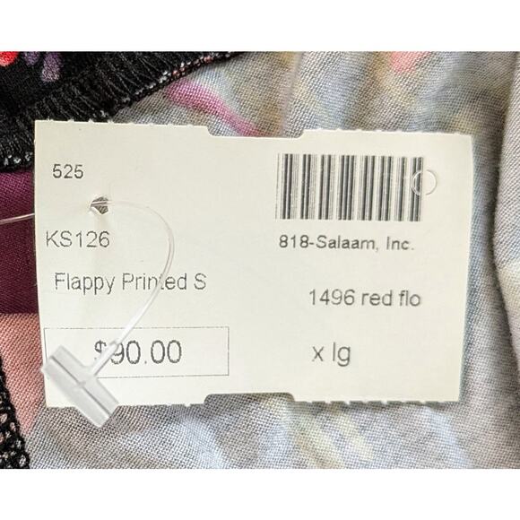 NEW Salaam Flappy Black & Bold Red Floral A-Line Flowy Stretch Skirt Size XL - Picture 7 of 9